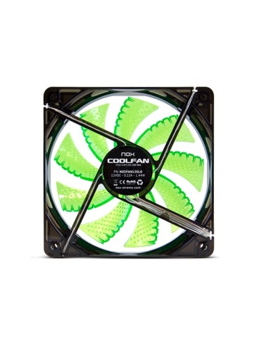 VENTILADOR 120X120 NOX COOLFAN 120 LED VERDE