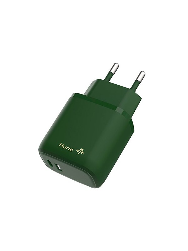 CARGADOR HUNE ECO 2 PUERTOS 20W USB C USB A BOSQUE