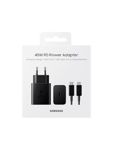 CARGADOR SAMSUNG 45W USB C CARGA SUPERRAPIDA NEGRO