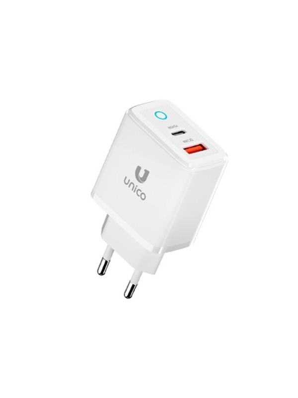 CARGADOR UNICO DUAL 45W USB A USB C BLANCO