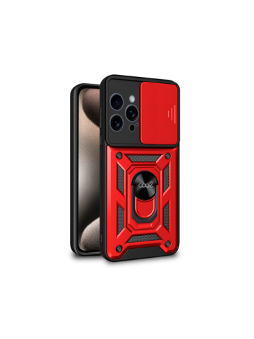 FUNDA COOL IPHONE 15 PRO MAX HARD RING ROJO