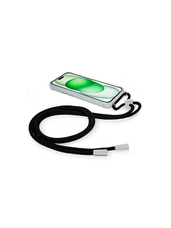 FUNDA COOL IPHONE 15 PLUS TRANSPARENTE NEGRO