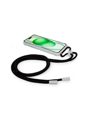 FUNDA COOL IPHONE 15 PLUS TRANSPARENTE NEGRO