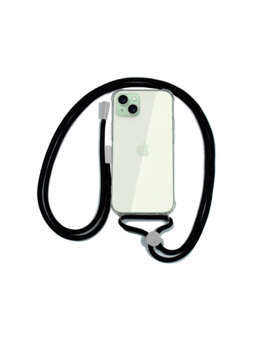 FUNDA COOL IPHONE 15 PLUS TRANSPARENTE NEGRO