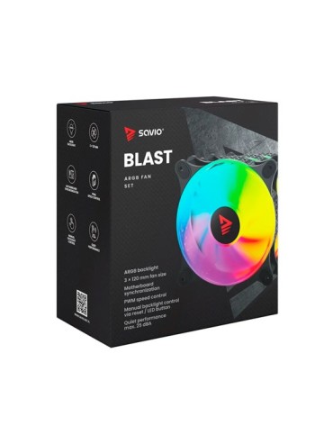 VENTILADOR 120X120 SAVIO BLAST ARGB PACK 3 UDS